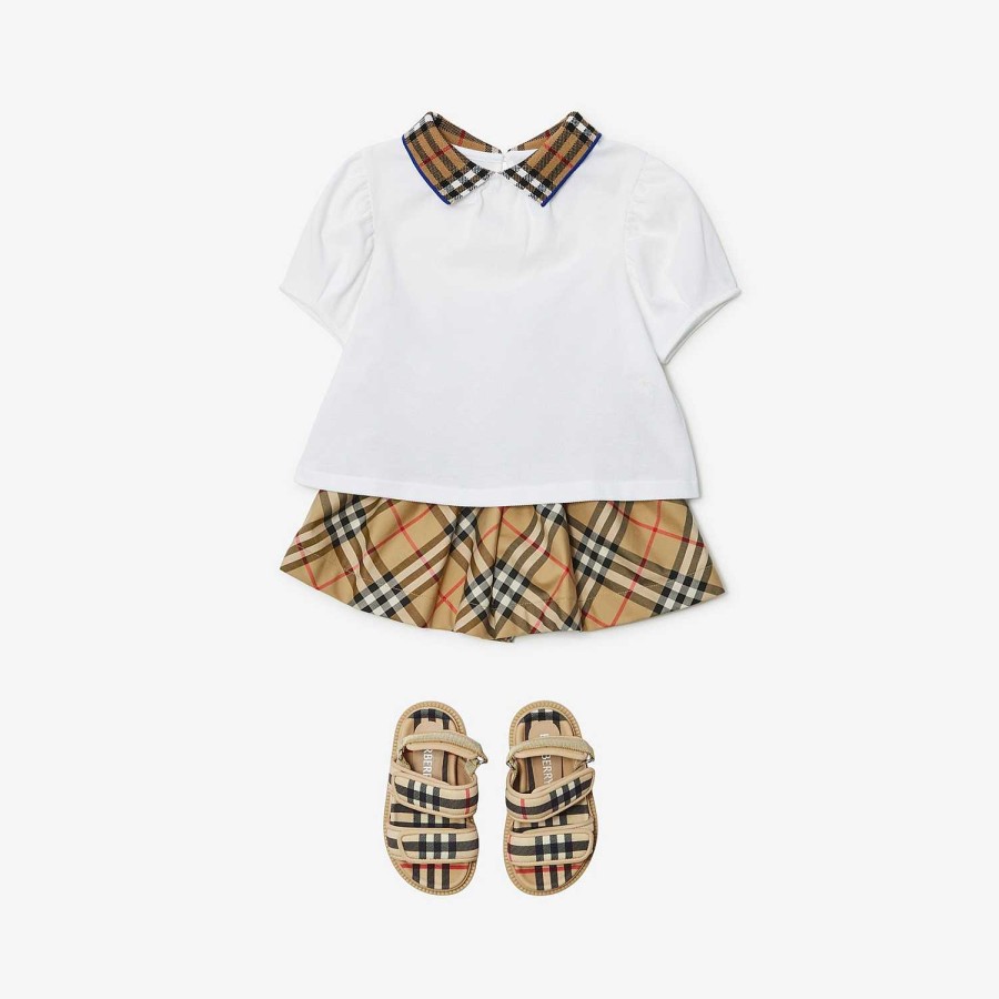 Barn Burberry Babypresenter|Kjolar och byxor | Rutiga shorts i stretchig bomull Arkiv Beige