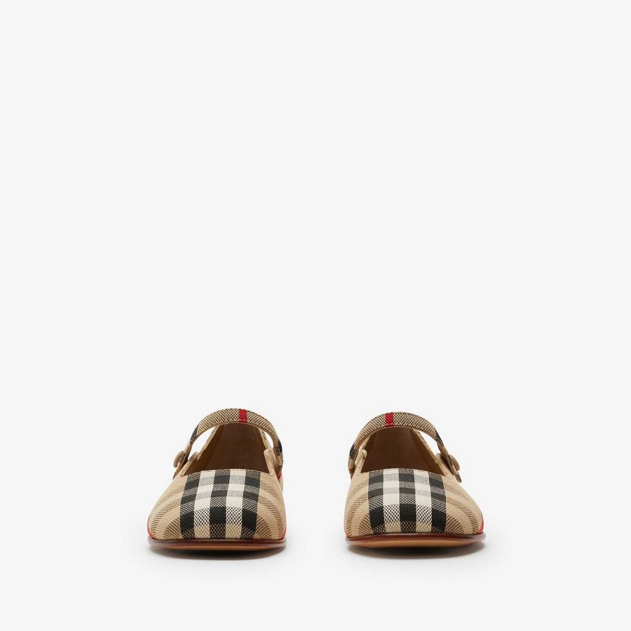 Barn Burberry Skor|Babypresenter | Kolla Mary Jane Flats Arkiv Beige