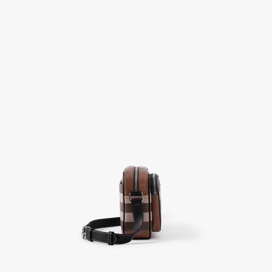 Män Burberry Check|Crossbody | Paddy Bag Mörk björkbrun