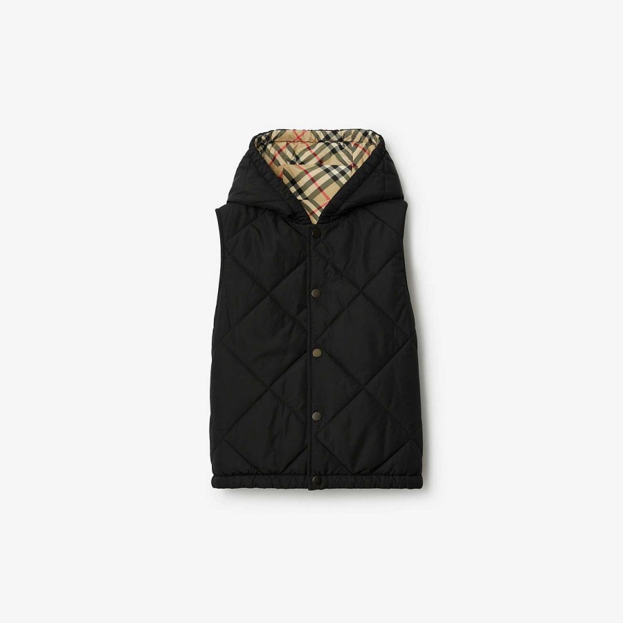 Barn Burberry Badkläder|Kaffor & Jackor | Vändbar Check Gilet Arkiv Beige