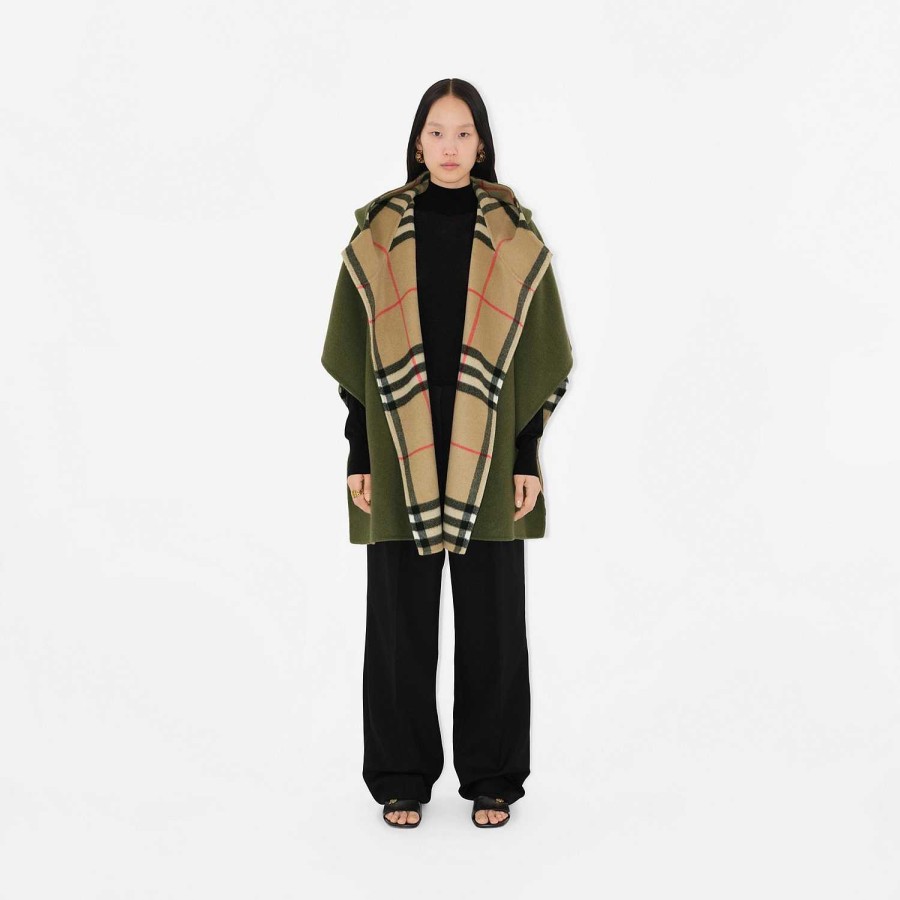 Kvinnor Burberry Capes | Kashmir vändbar huva Buske