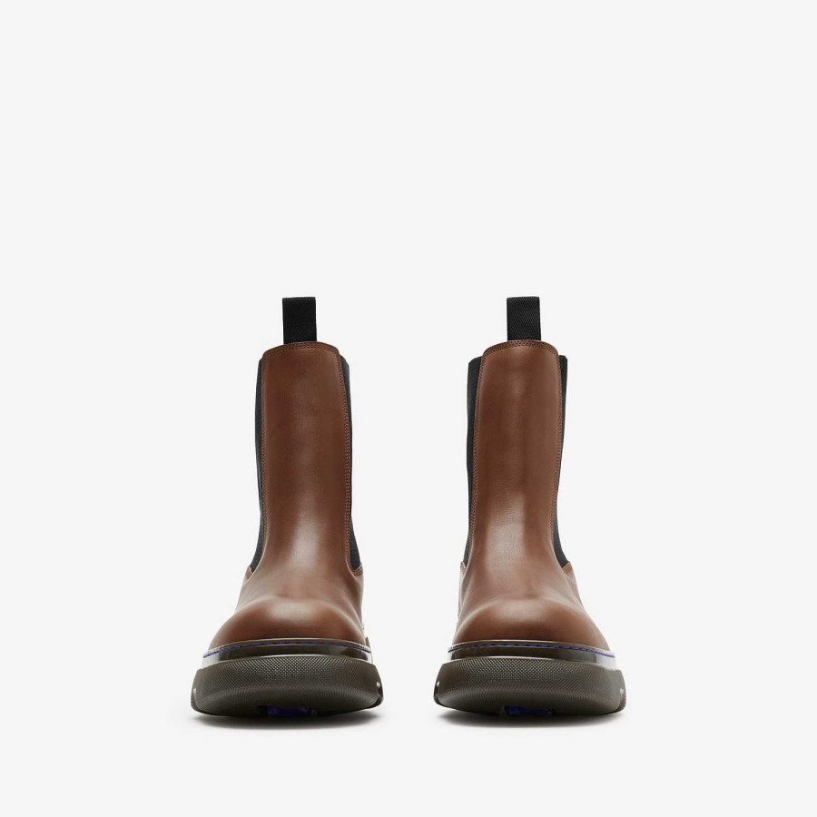 Män Burberry Stövlar | Läder Creeper Chelsea Boots Valnöt