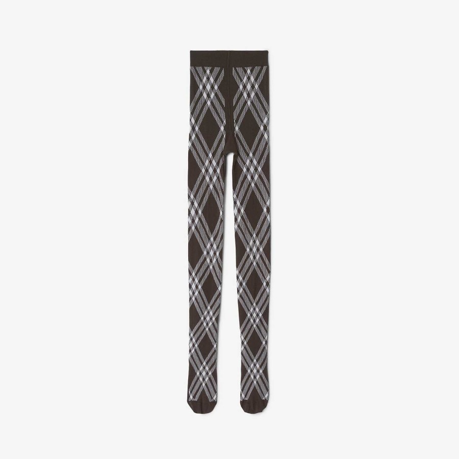 Kvinnor Burberry Strumpor & Tights | Kolla ullblandningstights Otter/Vit