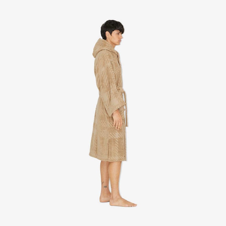 Män|Kvinnor Burberry Badkläder|Capes | Rutig bomullsjacquard huva Arkiv Beige