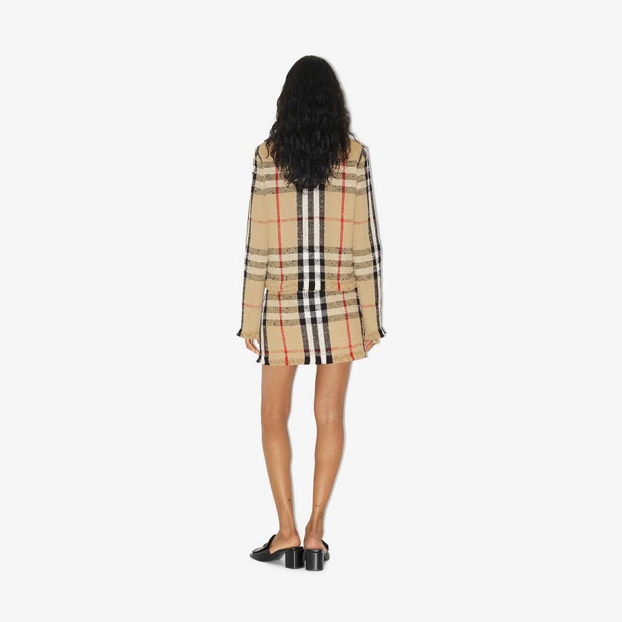 Kvinnor Burberry Kjolar | Kolla Boucle Mini Kjol Arkiv Beige