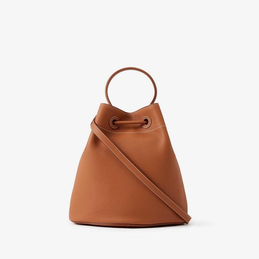 Kvinnor Burberry Crossbody | Liten Tb Bucket Bag Varm Rödbrun