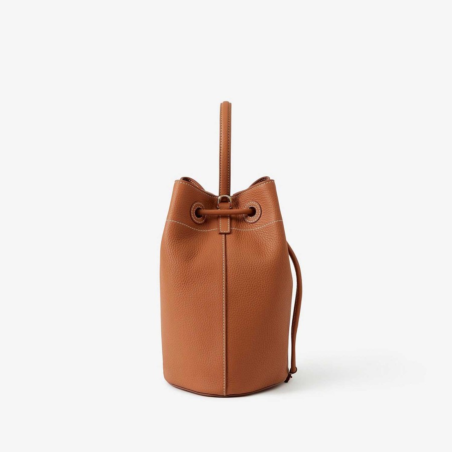 Kvinnor Burberry Crossbody | Liten Tb Bucket Bag Varm Rödbrun