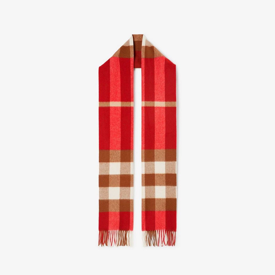 Män|Kvinnor Burberry Personliga presenter | Check Cashmere Scarf Klar röd