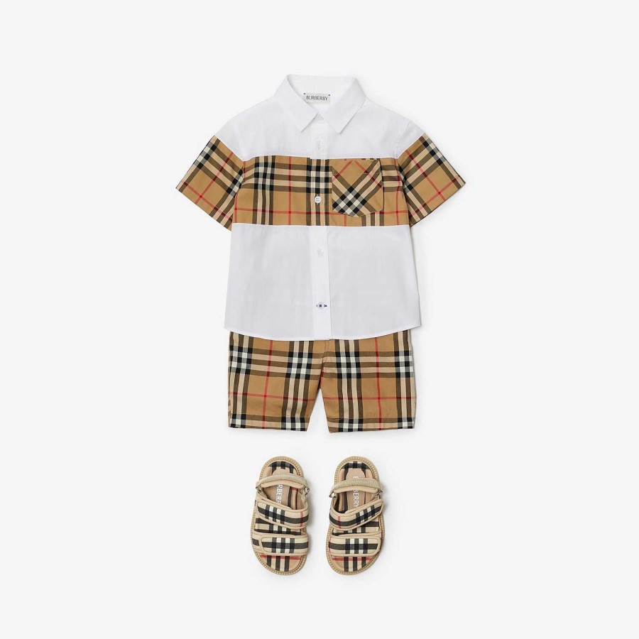 Barn Burberry Babypresenter|Toppar | Skjorta i rutig bomull Vit