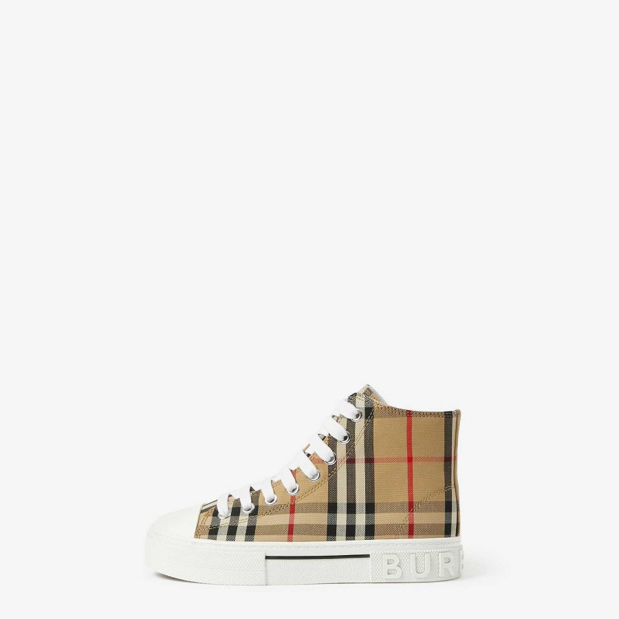 Barn Burberry Skor | Kolla bomullssneakers med hög topp Arkiv Beige