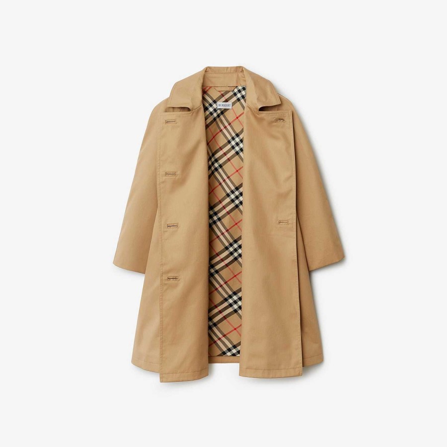 Barn Burberry Kappor & Jackor|Badkläder | Trenchcoat i bomull Arkiv Beige