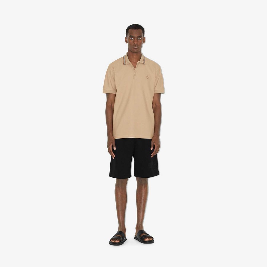 Män Burberry Polos & T-shirts | Icon Stripe Collar Polo Shirt Mjuk Fawn