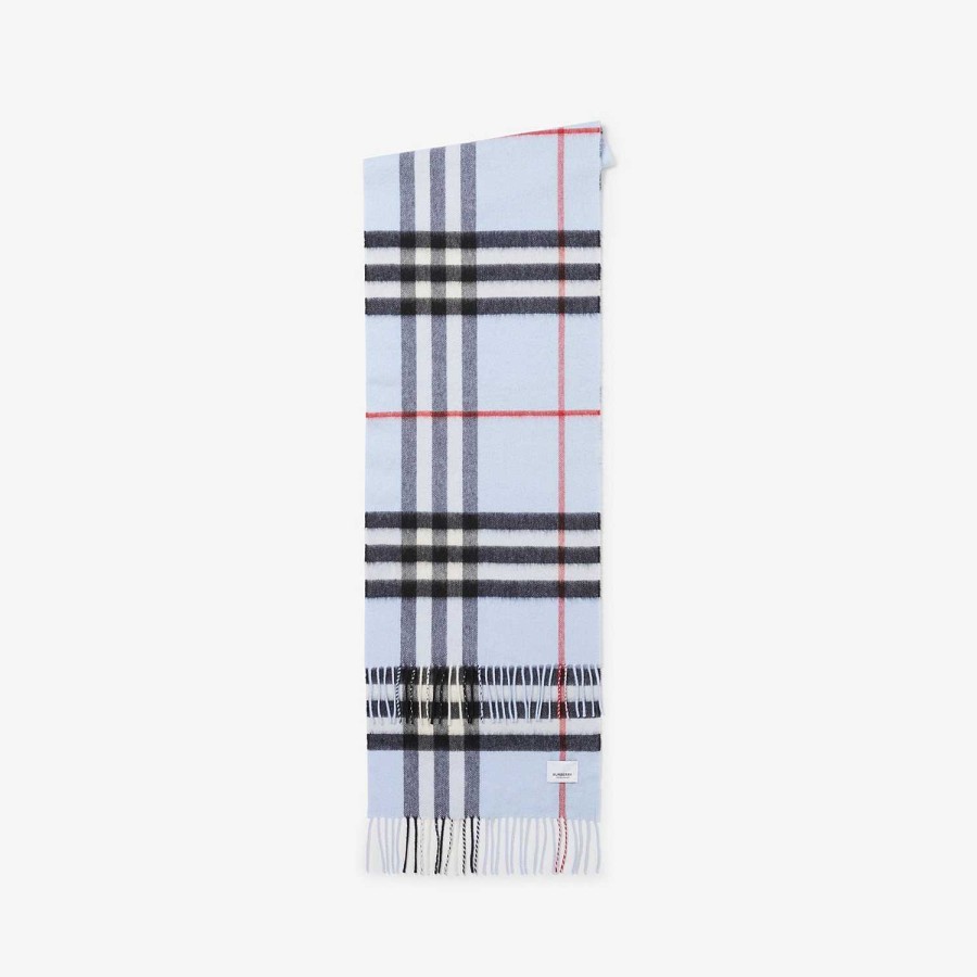 Kvinnor Burberry Personliga presenter | Burberry Check Cashmere Scarf Ljusblå