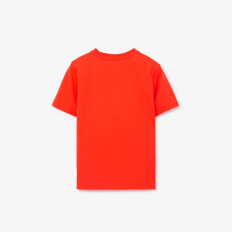 Barn Burberry Badkläder|Polos & T-shirts|Toppar | Ekd T-shirt i bomull Scarlet orange