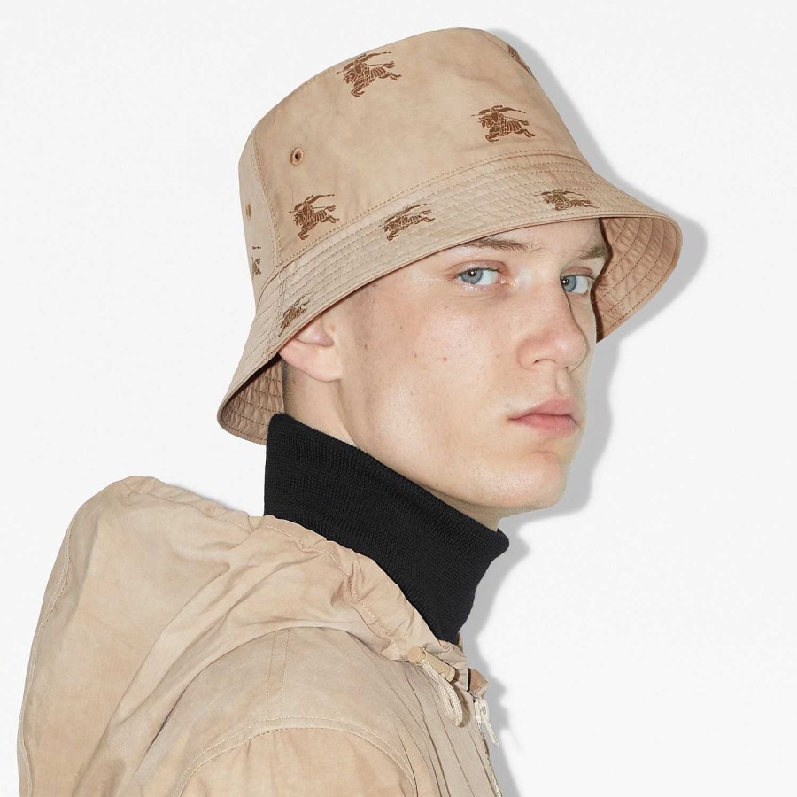 Män|Kvinnor Burberry Mössor & handskar | Ekd Technical Cotton Bucket Hat Mjuk Fawn