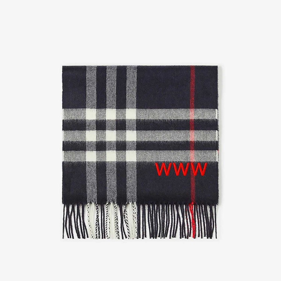 Män|Kvinnor Burberry Personliga presenter | Check Cashmere Scarf Marin