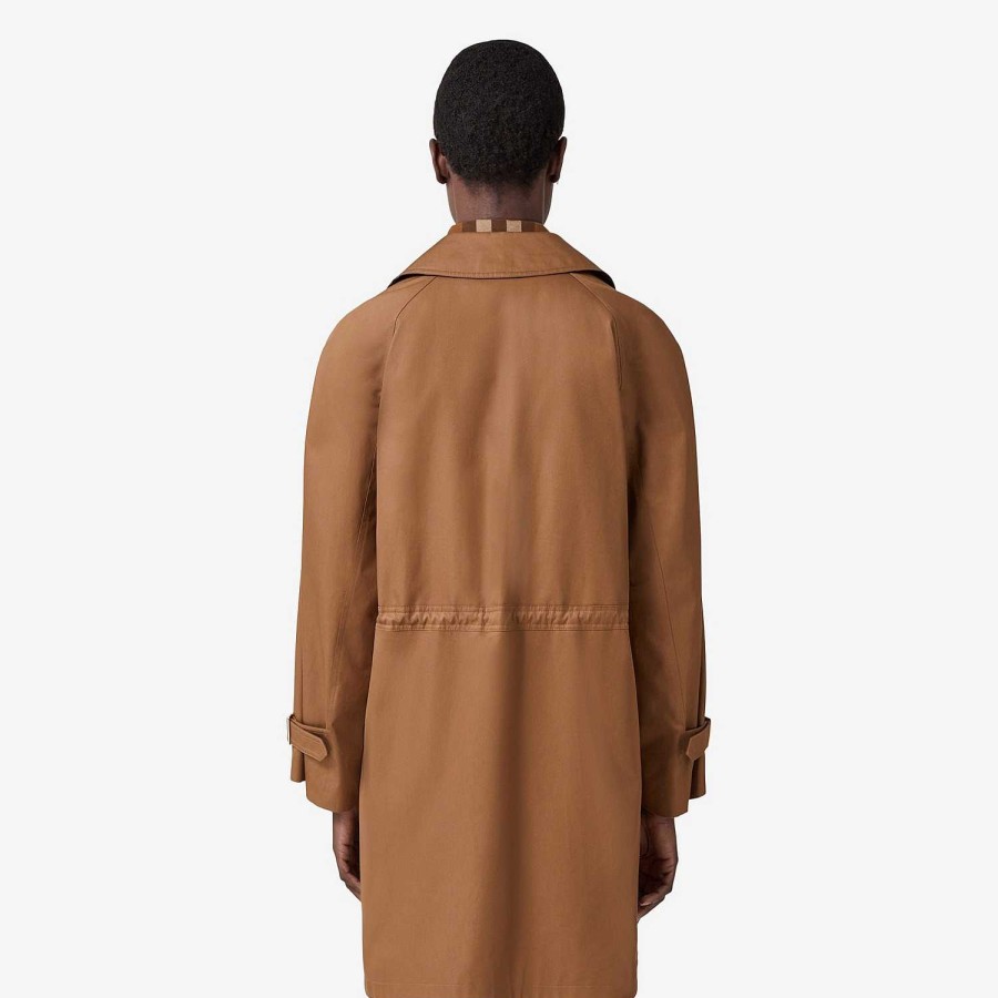 Kvinnor Burberry Trenchcoats | Mellanlångt rutig kavaj Gabardine Car Coat Dammig karamell