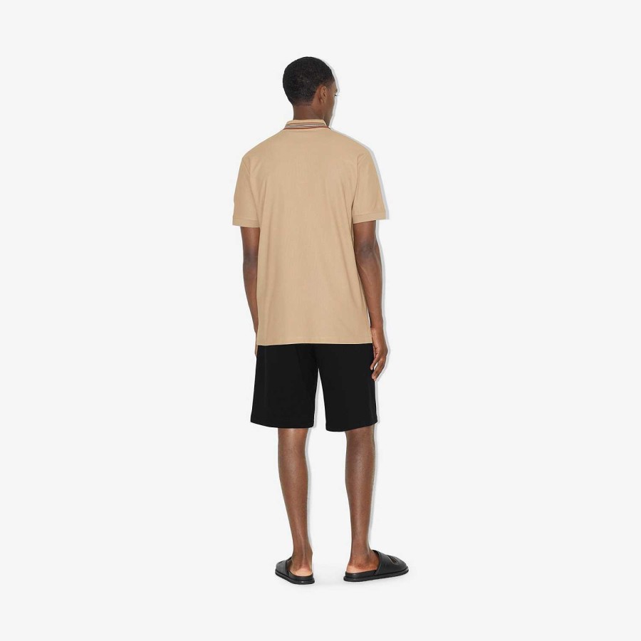 Män Burberry Polos & T-shirts | Icon Stripe Collar Polo Shirt Mjuk Fawn