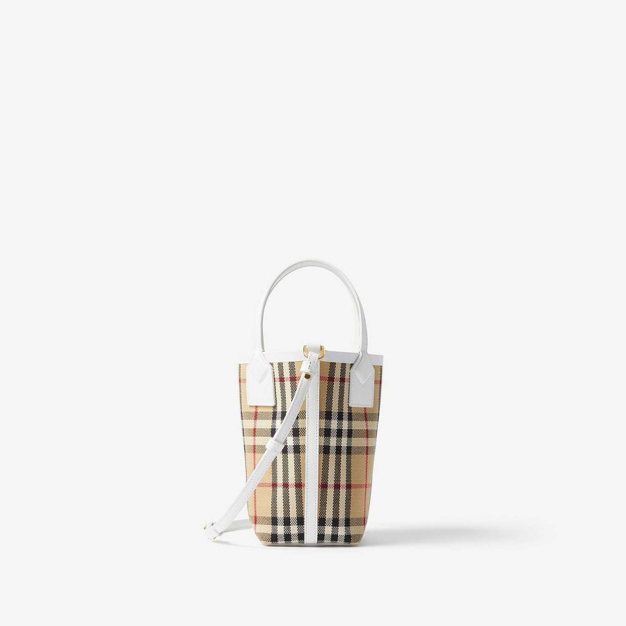 Kvinnor Burberry Personliga presenter|Mini|Crossbody | Mini London tygväska Arkiv Beige/Vit