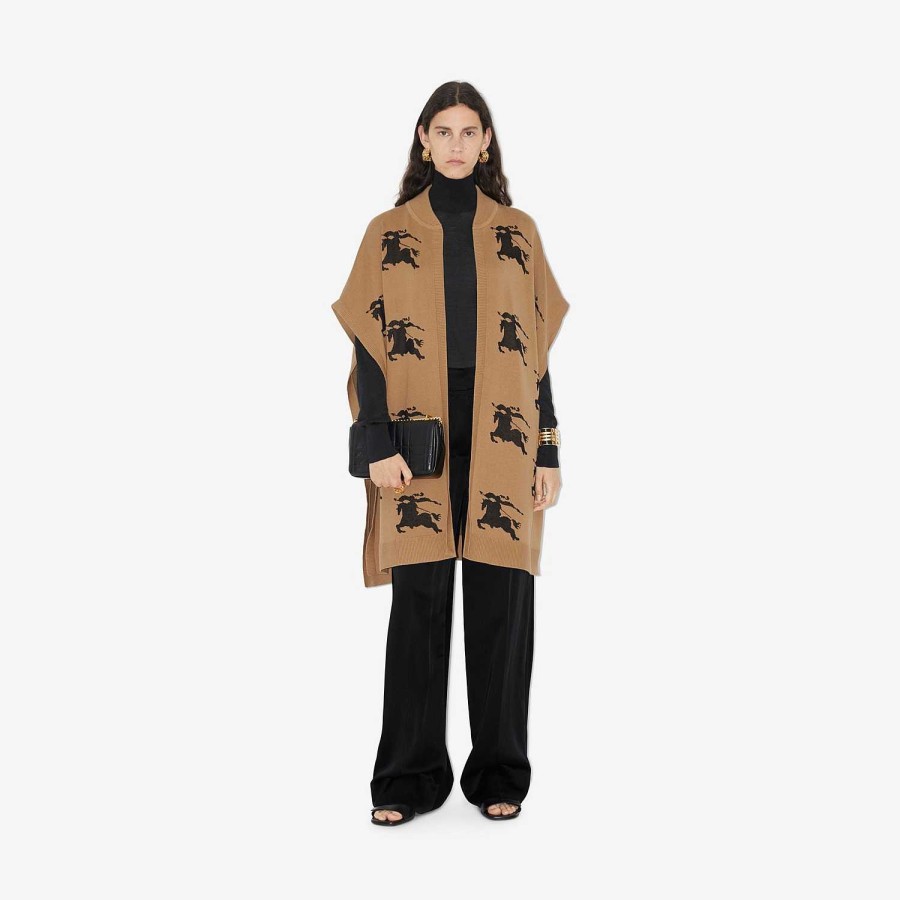 Kvinnor Burberry Kapor|Kaffor och jackor | Ekd Cotton Silk Jacquard Cape Kamel