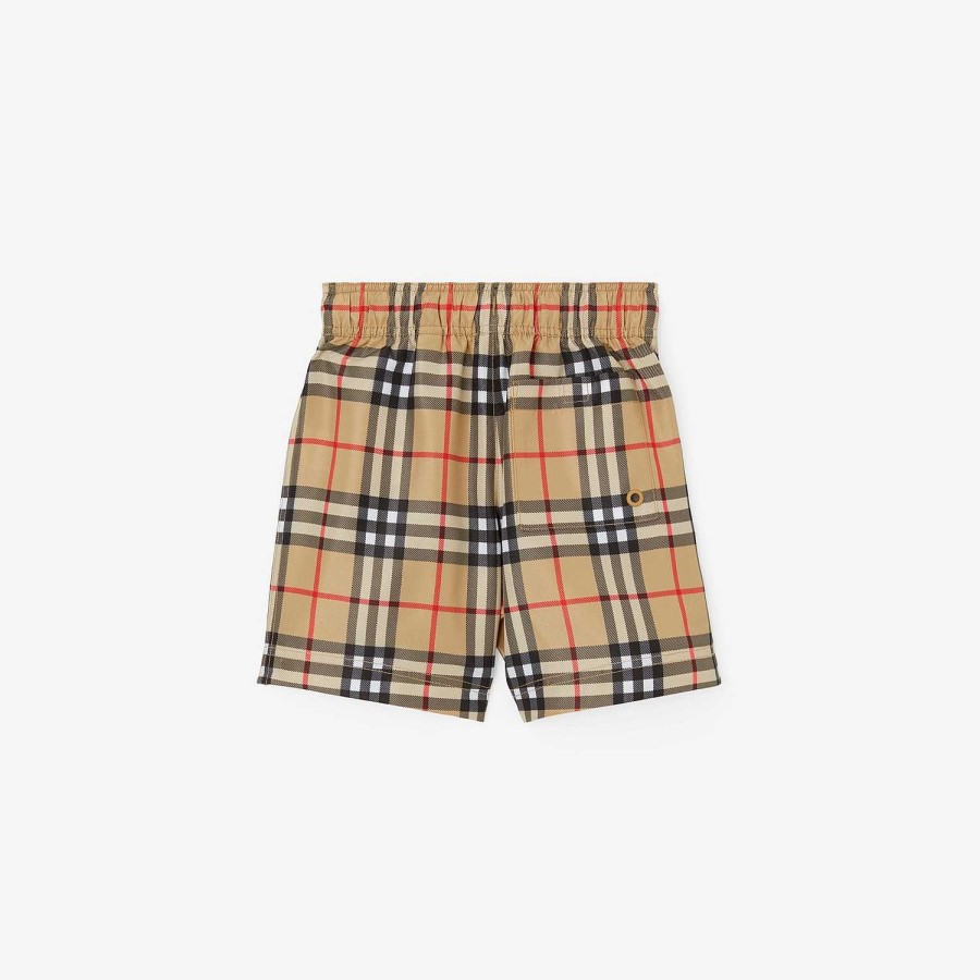 Barn Burberry Badkläder | Vintage rutiga badshorts Arkiv Beige