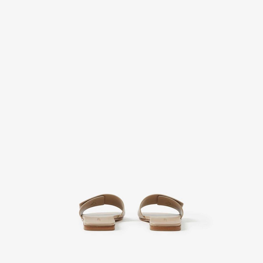 Kvinnor Burberry Sandaler | Monogram Motiv Läder Slides Kastanj beige