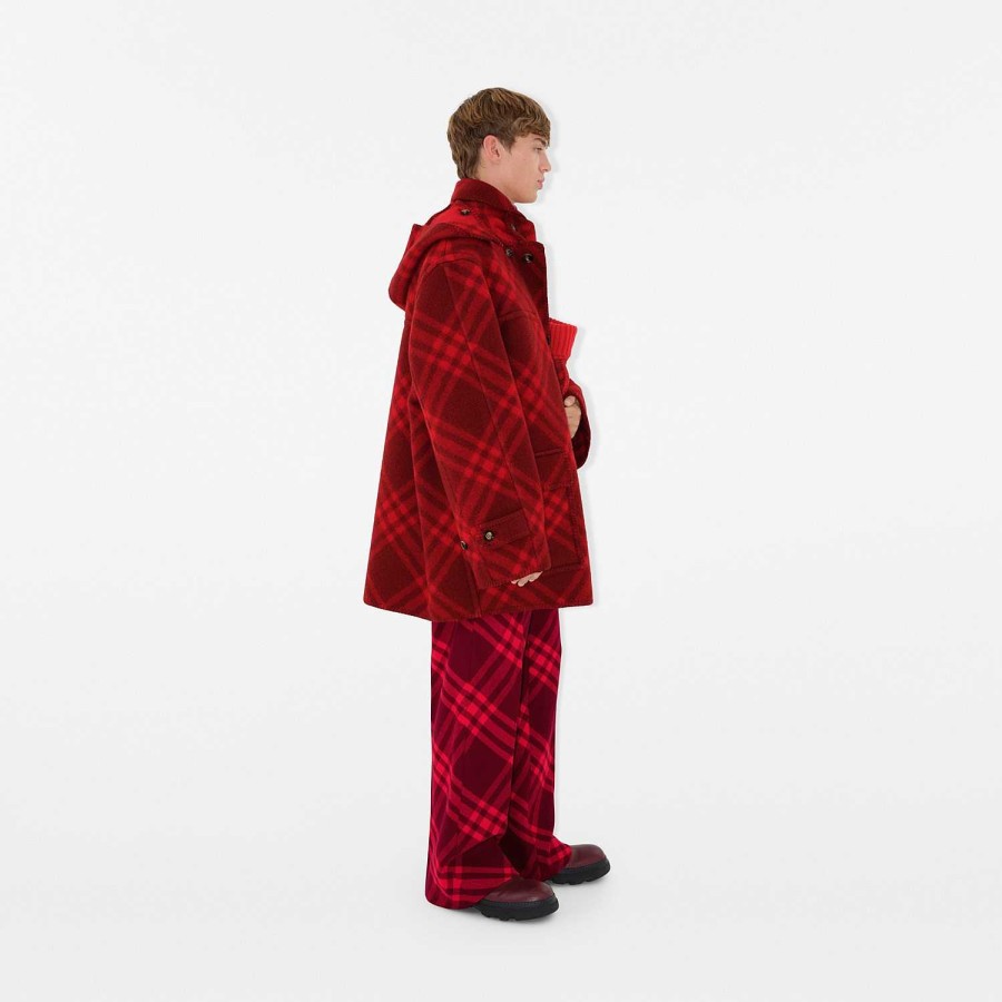 Män Burberry Kappor & Jackor | Check Wool Blanket Cape Ripple/pelare