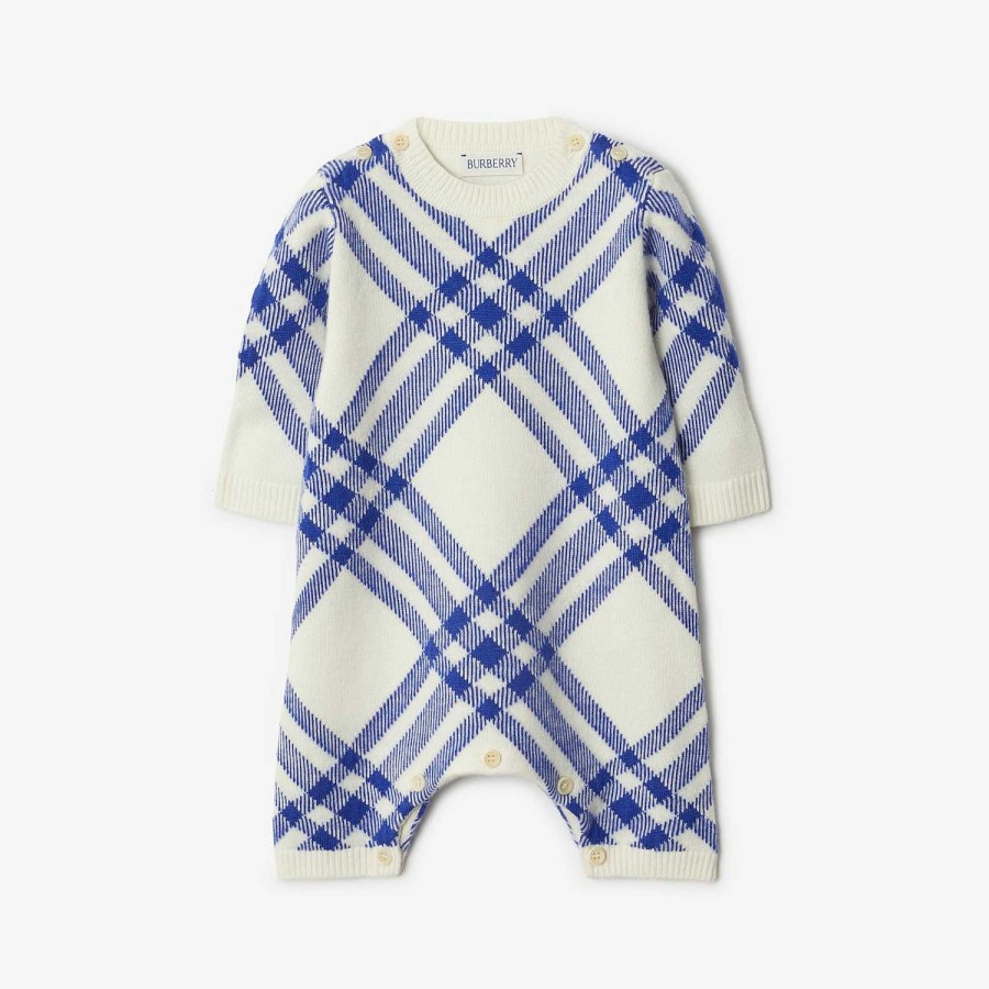 Barn Burberry Babypresenter|Växer och presentset | Check Ull Cashmere Tvådelad Baby Present Set Riddare/Salt