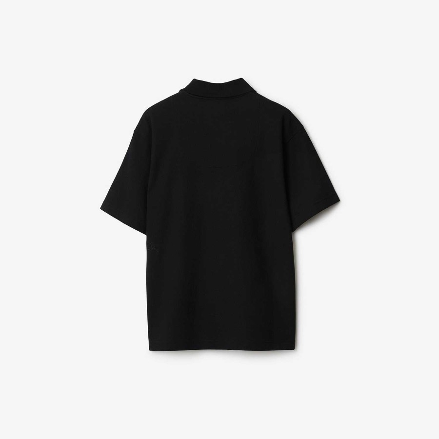 Män Burberry Polos & T-shirts | Pikétröja i bomull Svart