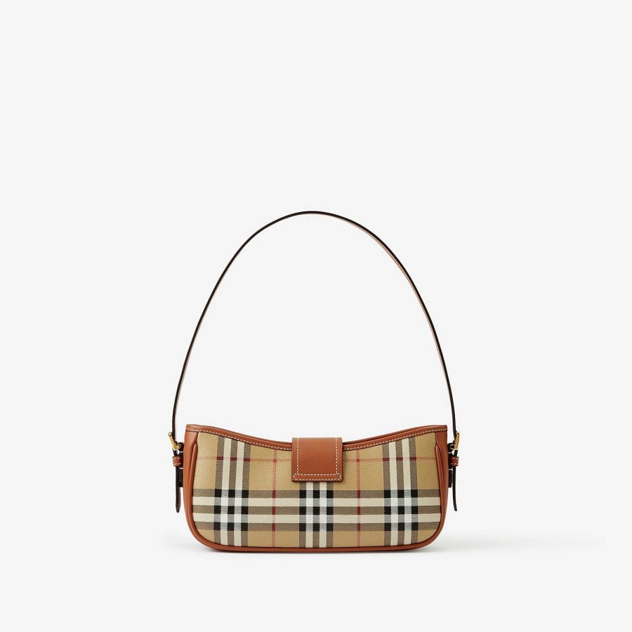 Kvinnor Burberry Check|Skulder | Sling Bag Arkiv Beige/Briar Brun