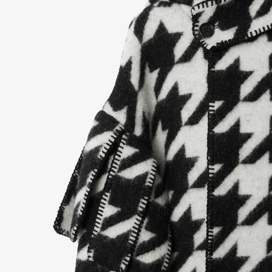 Män Burberry Kappor & Jackor | Houndstooth Wool Filt Cape Svart