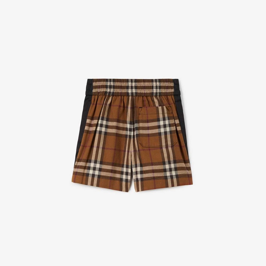 Barn Burberry Kjolar & Byxor | Check Panel Bomullsshorts Svart