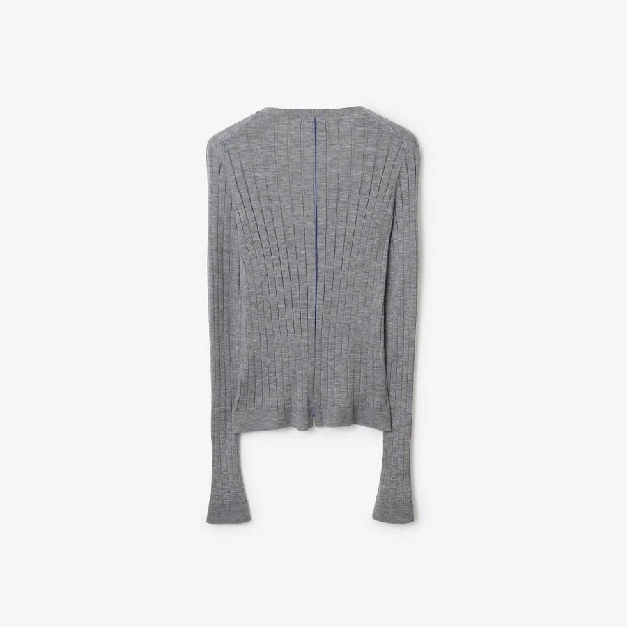 Kvinnor Burberry Stickat | Cashmere cardigan Ljusgrå Melange