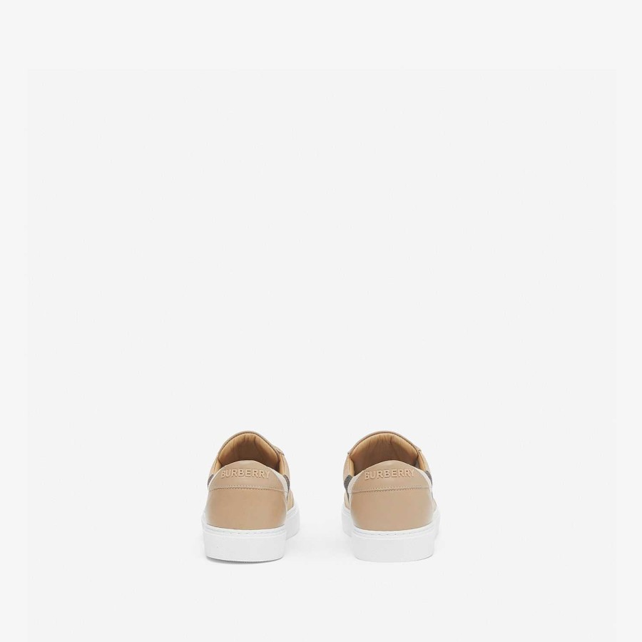 Kvinnor Burberry Sneakers | House Check Sneakers i bomull och läder Solbränna