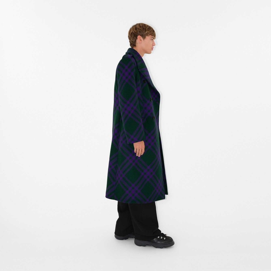 Män Burberry Kappor & Jackor | Kolla Wool Blend Coat Deep Royal