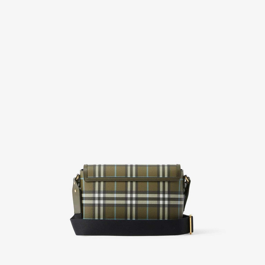 Kvinnor Burberry Check|Crossbody | Anteckningsväska Olivgrön