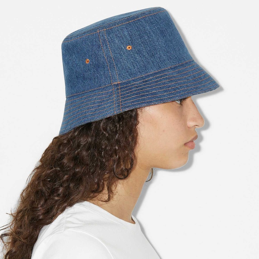 Män|Kvinnor Burberry Mössor & handskar|Denim | Denim Bucket Hat Tvättad indigo