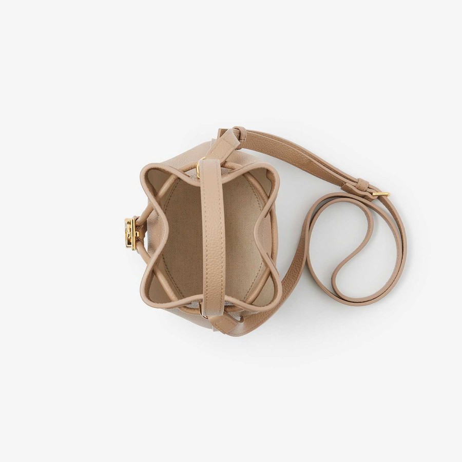 Kvinnor Burberry Crossbody | Liten Tb Bucket Bag Havre Beige