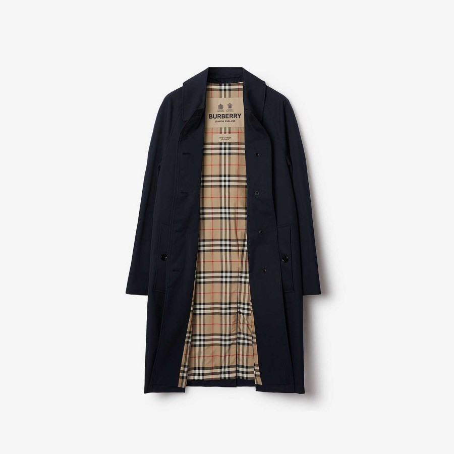 Kvinnor Burberry Trenchcoats|rockar och jackor | Mellanlång Camden Heritage Car Coat Kolblå