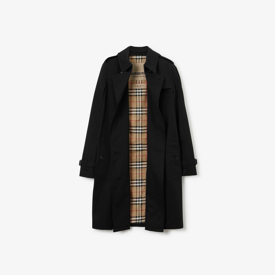 Kvinnor Burberry Kappor & jackor|Trenchcoats | Mellanlång Kensington Heritage Trench Coat Svart