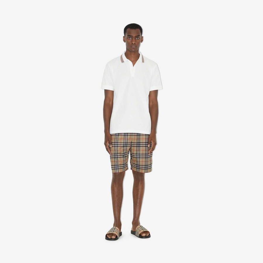 Män Burberry Polos & T-shirts | Icon Stripe Collar Polo Shirt Vit