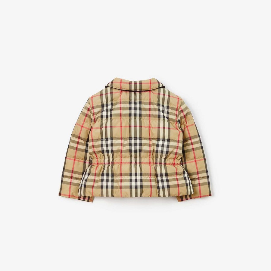 Barn Burberry Babypresenter|Kaffor och jackor | Vändbar rutig pufferjacka Arkiv Beige