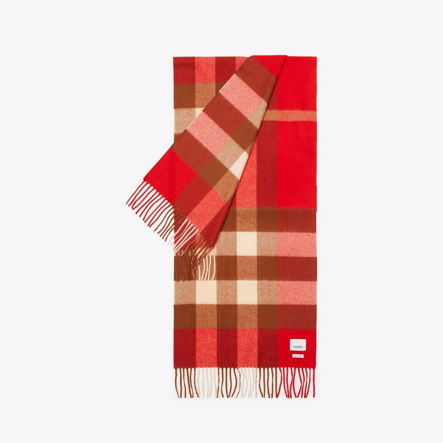 Män|Kvinnor Burberry Personliga presenter | Check Cashmere Scarf Klar röd