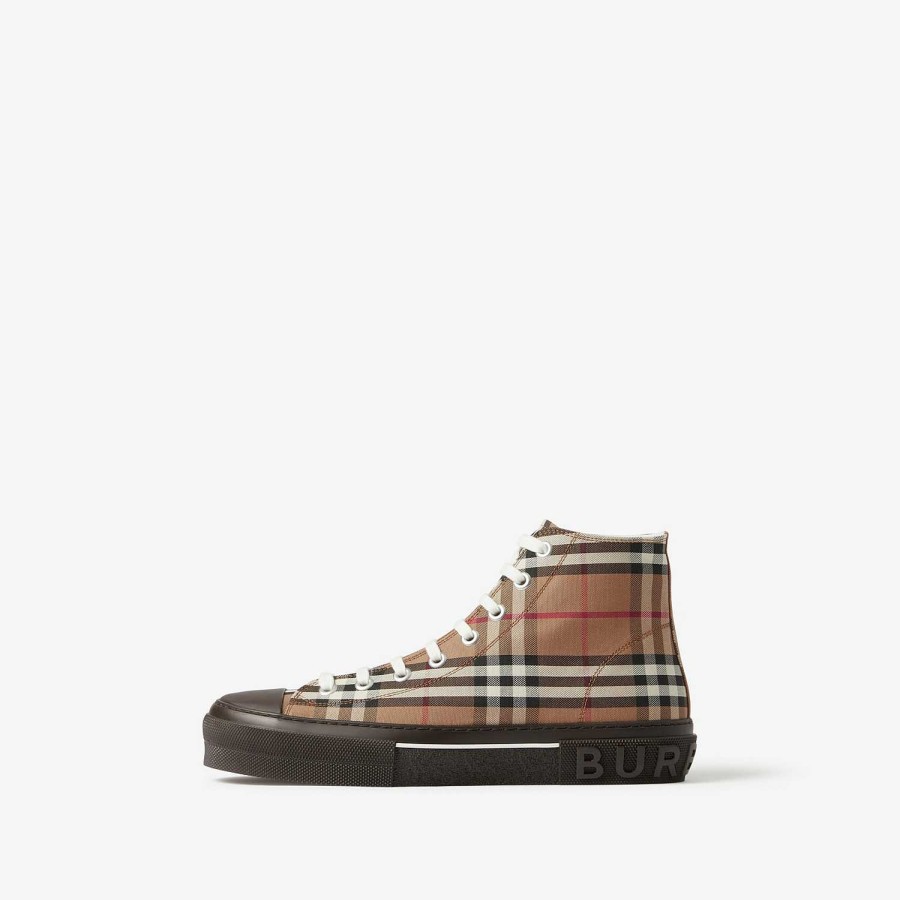 Män Burberry Sneakers | Kolla bomullssneakers med hög topp Björk Brun