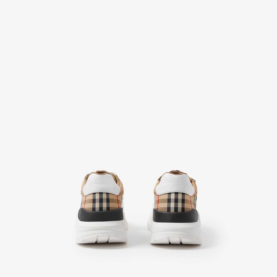 Män Burberry Sneakers | Sneakers med rutig, mocka och läder Arkiv Beige