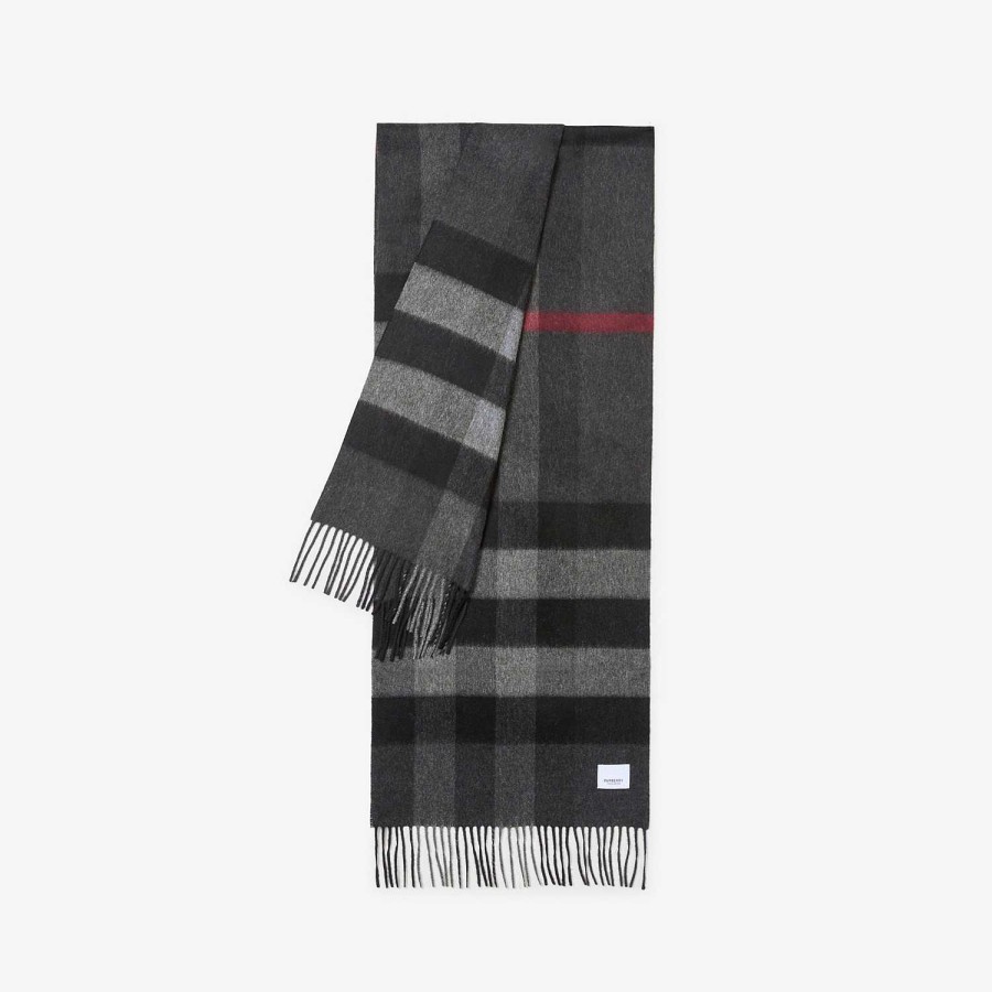 Män|Kvinnor Burberry Personliga presenter | Check Cashmere Scarf Träkol