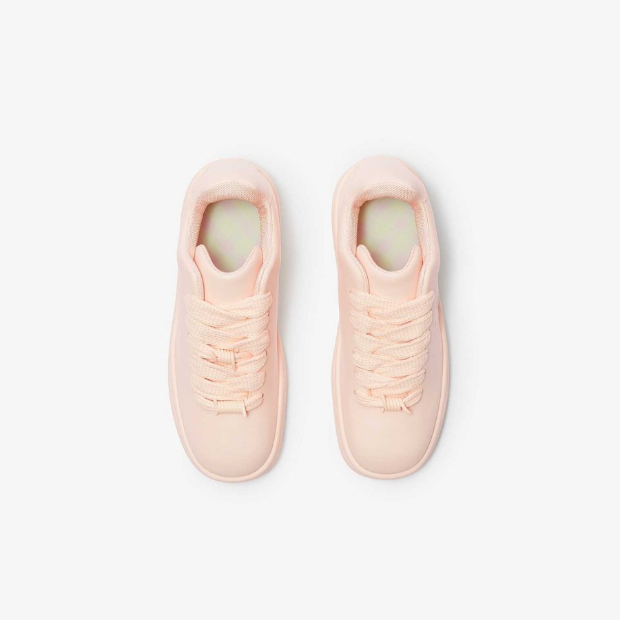 Kvinnor Burberry Sneakers | Läder Box Sneakers Baby Neon