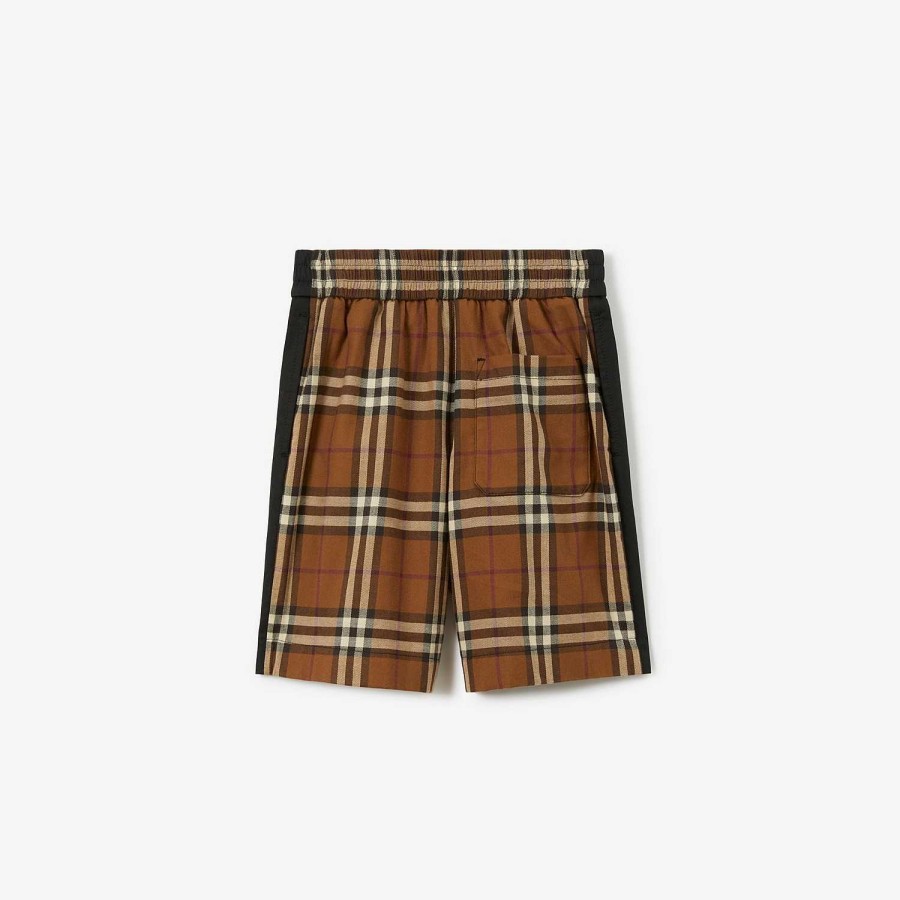 Barn Burberry Badkläder|Byxor och shorts | Check Panel Bomullsshorts Svart