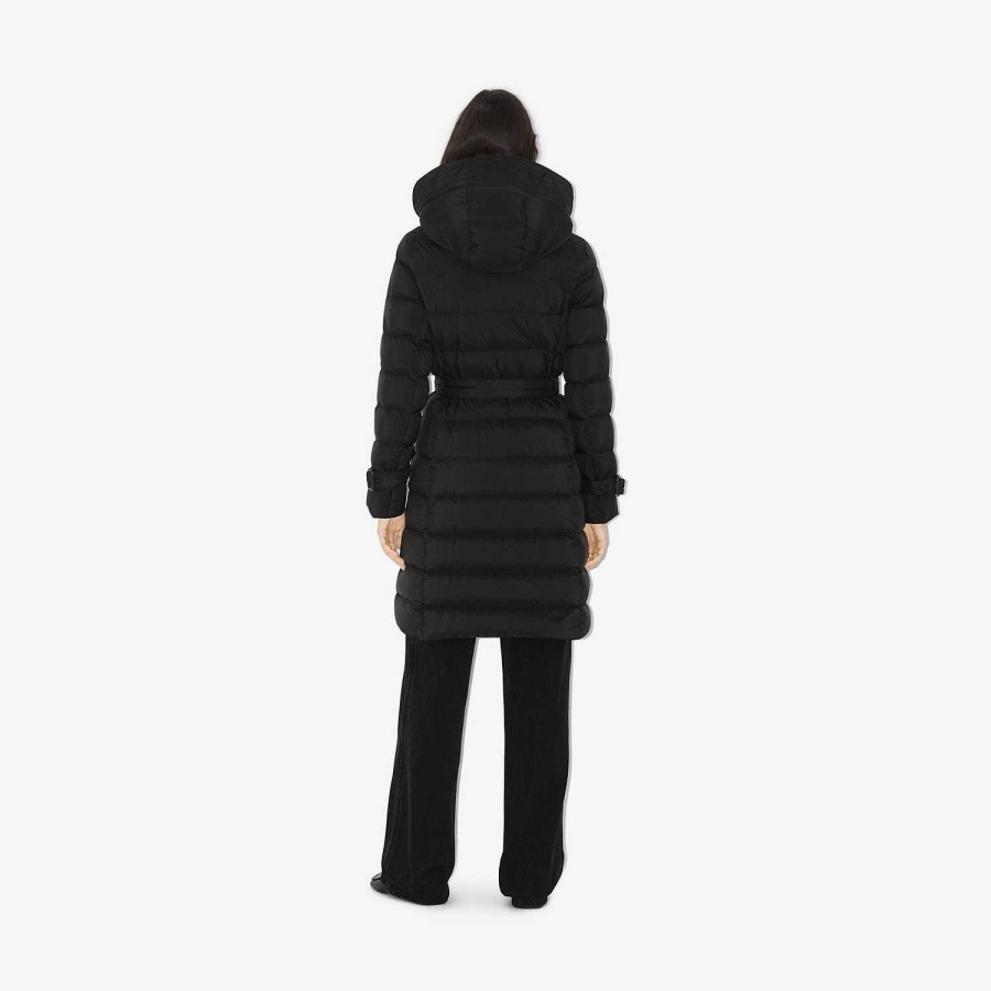 Kvinnor Burberry Pufferjackor|Kaffor och jackor | Nylon Puffer Coat Svart