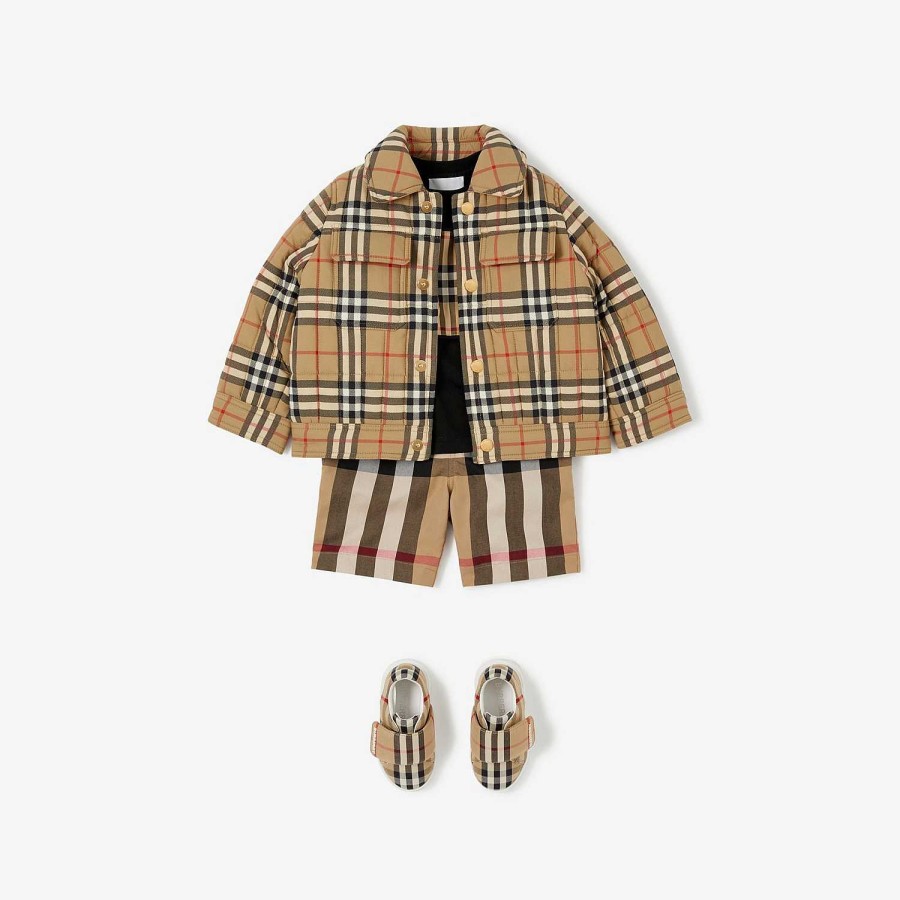 Barn Burberry Babypresenter|Kaffor och jackor | Rutig nylonjacka Arkiv Beige